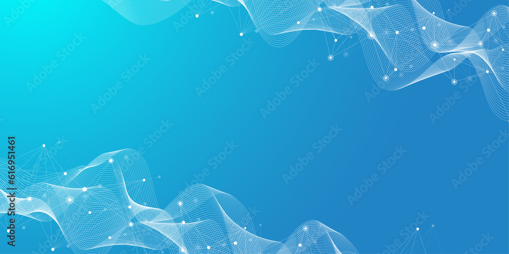 Poster Global network connection concept. Social network communication in the global business concept. Big data visualization. Internet technology illustration.
