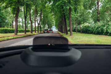 Car head-up and display on panel