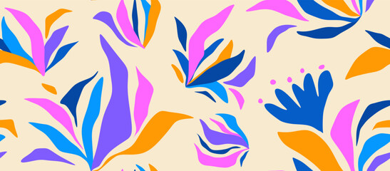 abstract botanical shapes seamless pattern.
