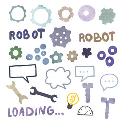 Retro science. Cyberpunk robots mechanisms . robot details