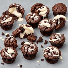 chocolate cupcakes isolated on white generative ai