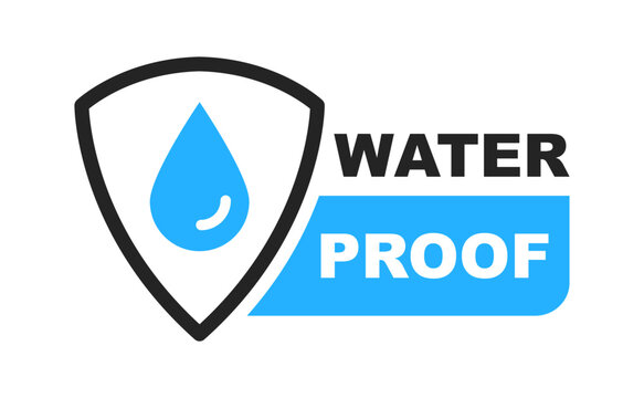 Waterproof icon. Water Proof sign. Water resistant symbol. Water protection icon with shield. Used for package. Vector illustration.