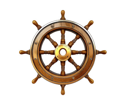 Steering wheel of an old ship wooden. Vector illustration desing.