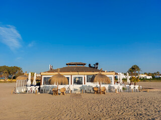 Summer beach bar in the sand on the beach