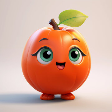 Cute Persimmon Happy Cartoon Character