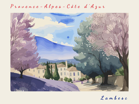 Lambesc: Postcard design with a scene in France and the city name Lambesc