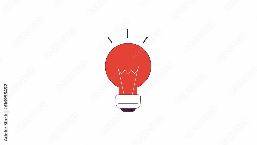Poster animated light bulb. flat outline style icon 4k video for web design. lightbulb. having idea isolate