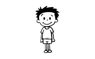Kids doodle line art illustration with black and white style for template.