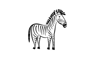 Zebra doodle line art illustration with black and white style for template.