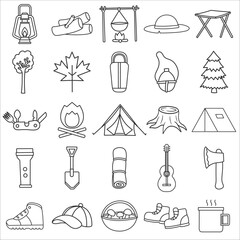 Free vector Bundle of various camping themed line art