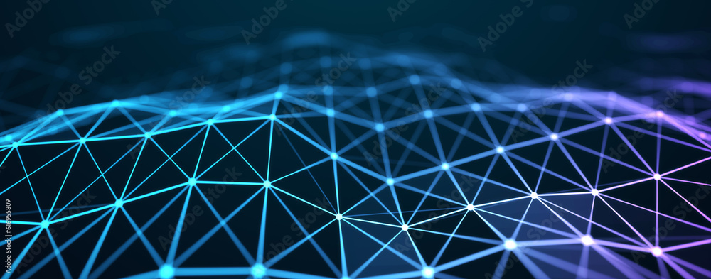 Aufkleber Network or connection. Abstract digital background of points and lines. Glowing plexus. Big data. Abstract technology science background. 3d rendering