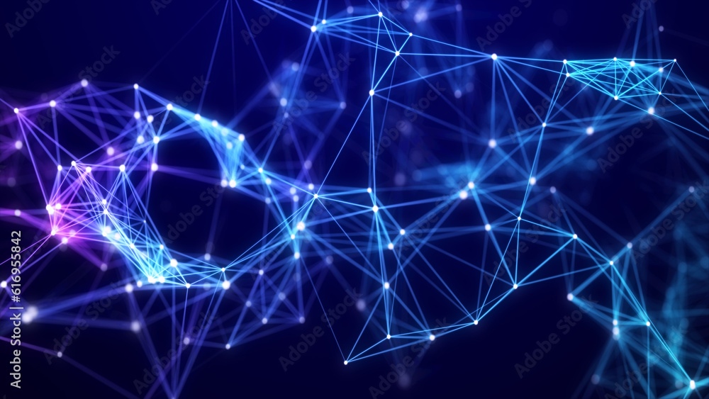 Leinwandbilder Abstract digital background of points and lines. Glowing plexus. Big data. Network or connection. Abstract technology science background. 3d rendering