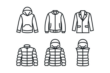 Clothing line icons set. EPS 10