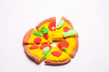 plasticine pizza made by a child