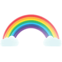 Watercolor rainbow clouds isolated with seven colors