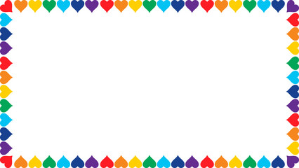 Colorful hearts frame rectangle transparent