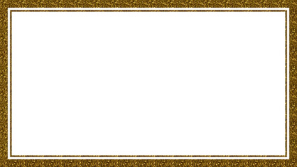 Golden frame rectangle on transparent background