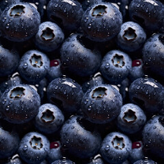 Blueberries with water drops, seamless pixel perfect pattern texture.