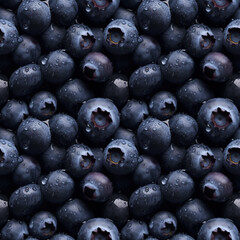 Blueberries with water drops, seamless pixel perfect pattern texture.