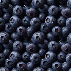 Blueberries with water drops, seamless pixel perfect pattern texture.