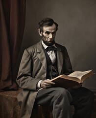 Abraham Lincoln reading a book 