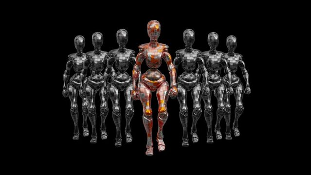 Robot Squad Walking 4K Loop Animation