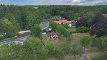 Fototapeta na wymiar roundabout at maatschappij van weldadigheid, frederiksoord, Netherlands, aerial, 