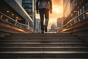 Businessman walking on the street in the city. Business concept