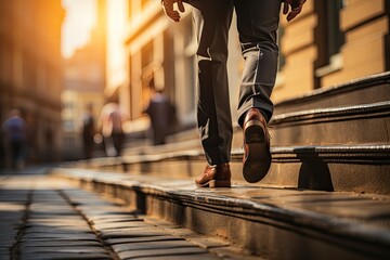 Businessman walking on the street in the city. Business concept