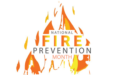 National fire prevention month. background, banner, card, poster, template. Vector illustration.