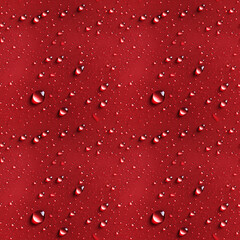 Condensation water drops on a red steel surface, seamless pixel perfect pattern texture.