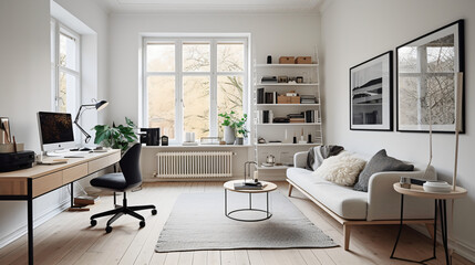 Scandinavian Indoor Design: Inspiring Real-Estate Rooms, Nature-Inspired new modern loft apartment. 3d rendering
Generative AI