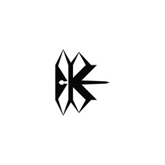 K letter and dragonfly logo design combination.