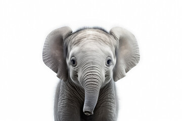 Plakat With elegance and grace, a baby elephant poses against a pristine white backdrop, enhanced by studio lighting. Generative AI.