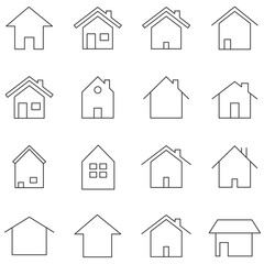 Set of home icon vector illustrator. House linear line symbol.
