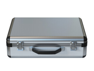 Metallic suitcase briefcase 3d rendering