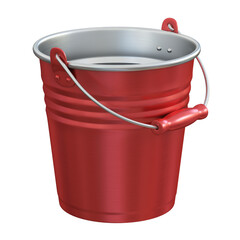 Red metal bucket 3d rendering