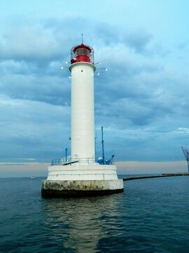 lighthouse in the black sea. High quality photo