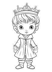 Prince coloring page. Coloring page prince in a crown and royal clothes.
