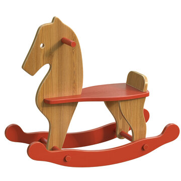 Wooden rocking horse chair 3d rendering