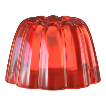 Red jelly pudding, sweet dessert isolated on white background 3d rendering