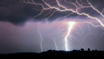 Fototapeta na wymiar Lightning strikes occurred, storm, thunder, sky, weather, night, flash, thunderstorm, rain, electricity, nature, bolt, light, storm, thunder, sky, weather, night, AI Generated