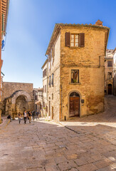 Volterra, Italy. Beautiful view of the old city with the fortress gates