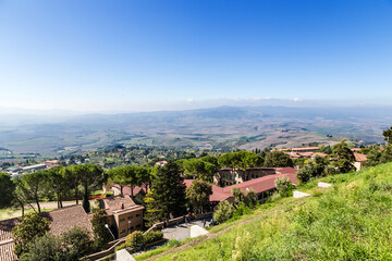 Fototapeta na wymiar Volterra, Italy. Scenic view of the surroundings from the city hill