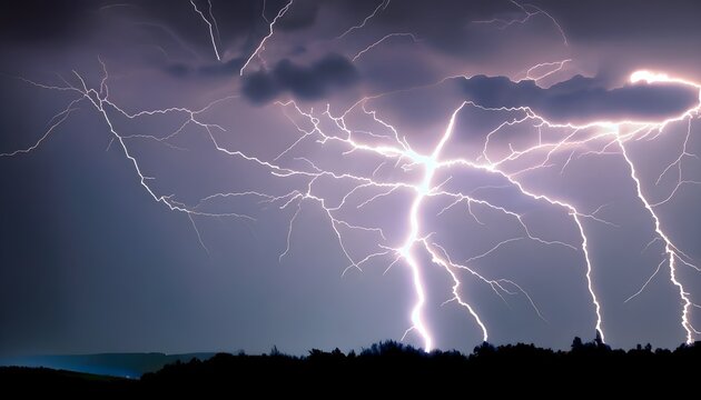 The lightning strikes occurres, lightning, storm, thunder, sky, night, weather, rain, thunderstorm, flash, electricity, clouds, nature, bolt, AI Generated