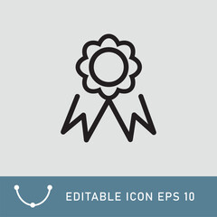 flower and ribbon award education icon isolated in glyph minimal style. Linear ecology icons. Environmental sustainability simple symbol. Editable stroke EPS 10