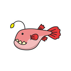 Funny cartoon anflerfish. Vector illustration on a white background. Isolated.