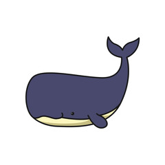whale animal cartoon icon vector illustration design graphic flat style blue color