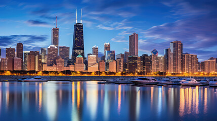 Obraz premium Chicago skyline at night
