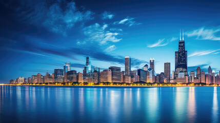 Fototapeta na wymiar Chicago skyline at night